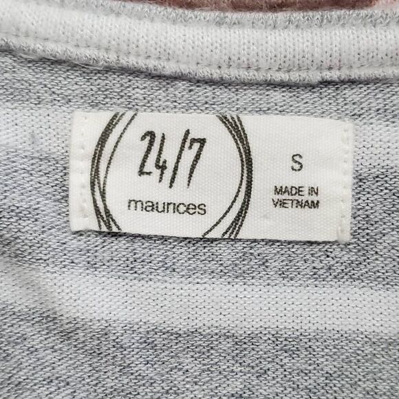 Maurices 24/7 Women's Top Small Striped Floral Raglan Sleeve Soft Stretch Knit S - Picture 4 of 6
